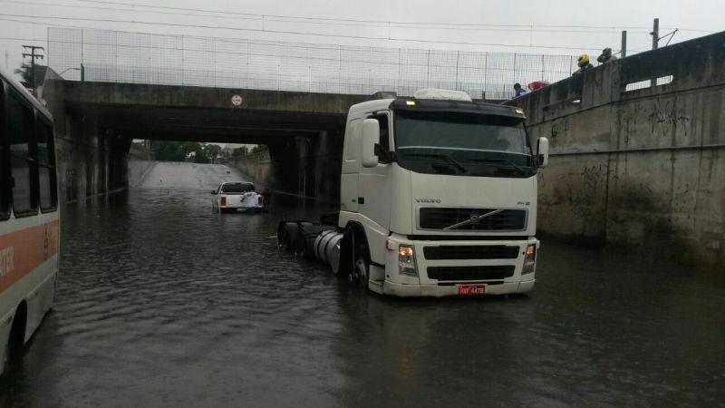 Tnel do Mondubim ficou alagado com chuva desta sexta-feira, 1 l Fotos: Evilazio Bezerra